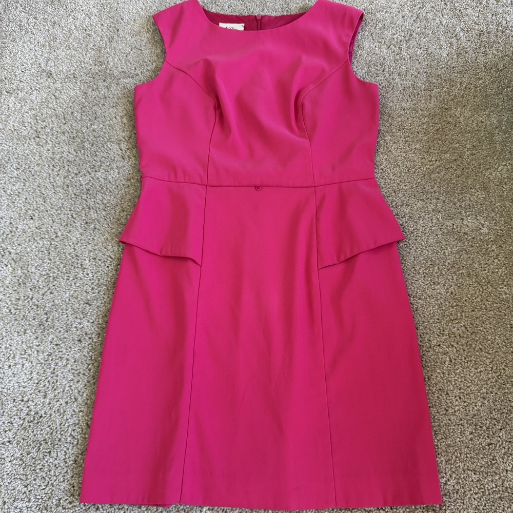 ALYX Limited Dress Womens 8 Pink Sleeveless Scoop Neck Peplum Sheath Knee Length